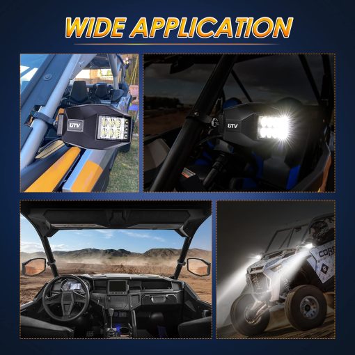 Espejos laterales para UTV Roador con luz, espejo retrovisor iluminado con luz LED para barra de 1,5"-2" RZR con luz de inundacion clara para Polaris Can Am XP 1000 Maverick X3 Yamaha SXS - Imagen 6