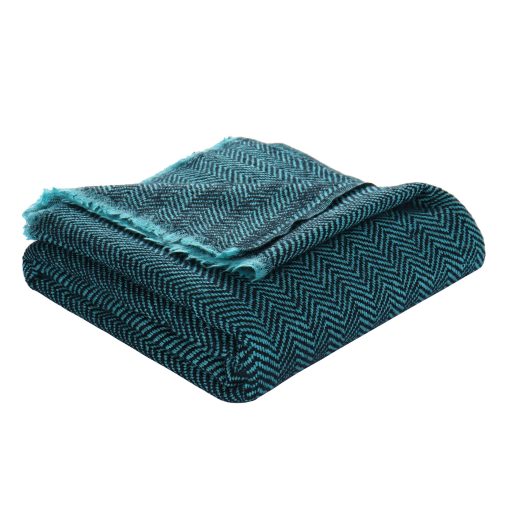 Chal de Cachemira Pura, Lanzamiento, Manta, Envoltura Ultra Suave, Manta para Sofa, Cama y Viajes, (40" X 82") Espiga (Verde turquesa & Negro)