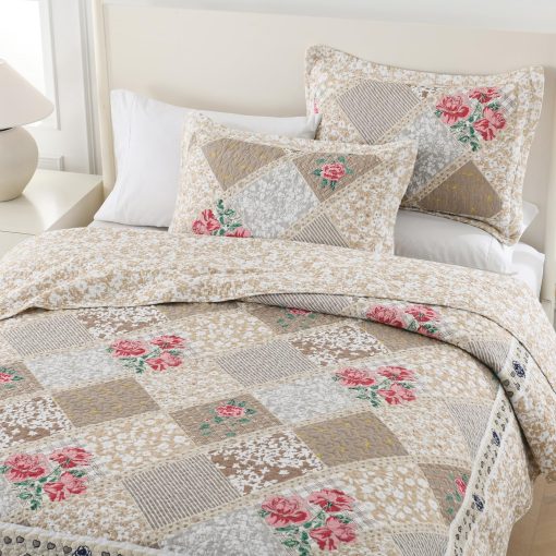 Colcha de Cama Extragrande Finlonte 102x120 Pulgadas - Colcha de Cama Queen Extragrande 100% Algodon, Colcha Acolchada Extragrande de Estilo Campestre, Cubrecama Reversible Ligero, Juego de Ropa de Cama, Marron/Gris - Imagen 8