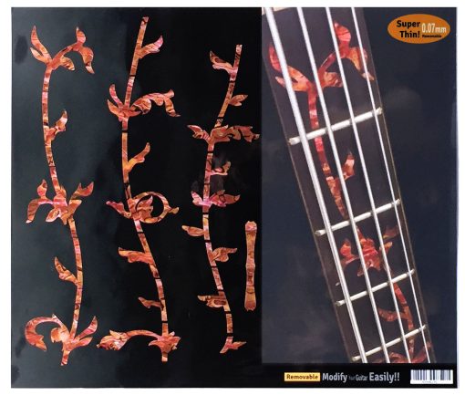 Calcomanias de incrustacion para marcadores de trastes de bajo - arbol de la vida - Abulon Rojo