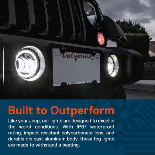 Luces de Niebla LED TRUE MODS de 4 pulgadas 60W Compatible con Jeep Wrangler JK Unlimited JKU Accesorios Frontales de Parachoques 2007-2018 [HALO DRL] [Senales de Giro ambar] Luces Redondas de Conduccion - Imagen 3