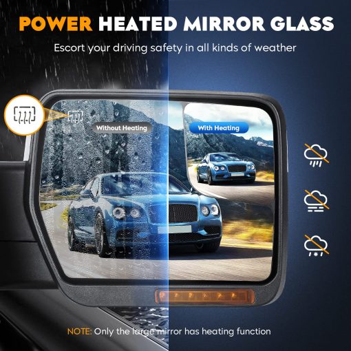 Espejos de Remolque AEagle para Ford F-150 2004 2005 2006 2007 2008 2009 2010 2011 2012 2013 2014 con Luz de Giro de Senal de Vuelta Agua Luminosa Plegado Manual Telescopico (1 Par) (AETWM006) - Imagen 4