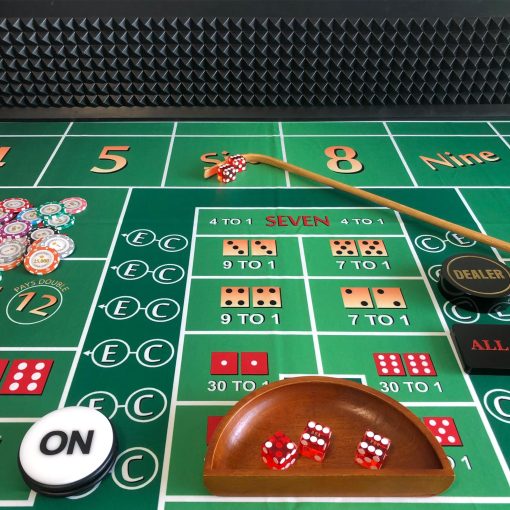 Yuanhe Craps Table Top Set - Tapete de fieltro con bumpers de goma piramidal, 48"x11" Junta Negra, Ideal para Casinos, Juegos de Dados y Noches de Poker - Imagen 6