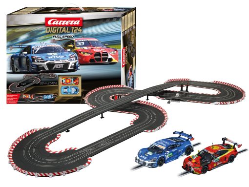 Carrera Digital Juego de Pista de Carreras de Autos a Escala Electronica Incluye Dos Autos y Dos Controladores de Velocidad Dual, D124 Full Speed