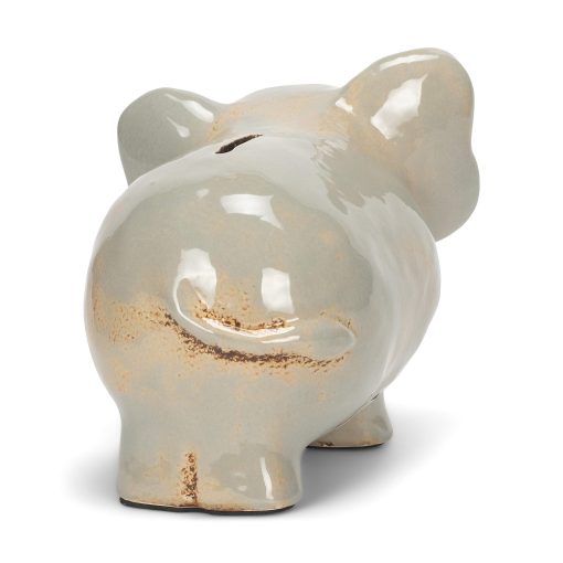 Cerdito Alcancia de Dinero de Ceramica Distressed Azul Brillante con Diseno de Elefante 6.5 x 6 - Imagen 4