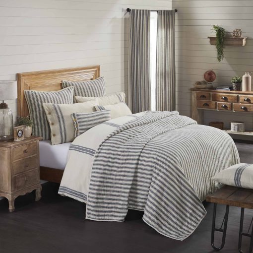 Colcha Piper Classics Market Place Blue Ticking Stripe California King