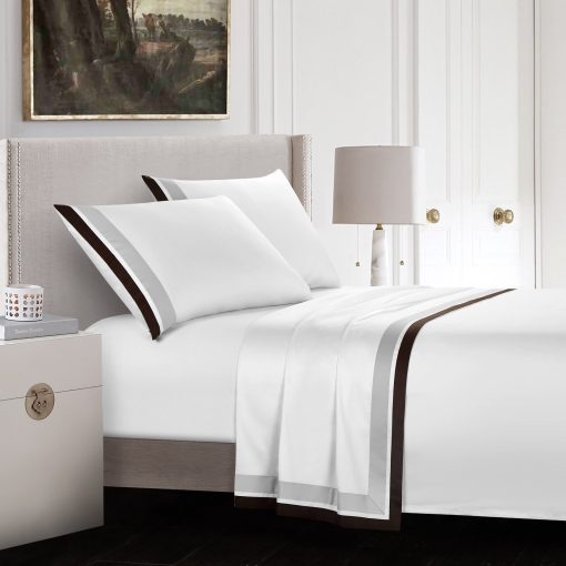Juego de sabanas Casa Bolaj disenado para sonar, sabanas de saten 100% algodon egipcio, coleccion de lujo estilo moderno de hotel, 400 hilos (Blanco, King)