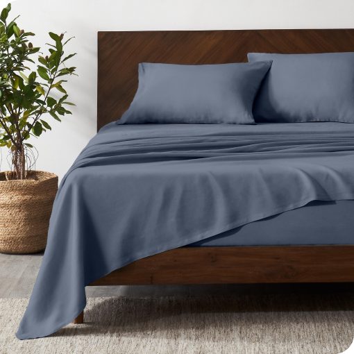 Juego de sabanas completa Bare Home - Sabanas de lino 100% de lujo para cama Full - Bolsillos profundos - Ajuste facil - Juego de 4 piezas - Sabanas y fundas de almohada (Full, indigo) - Imagen 6