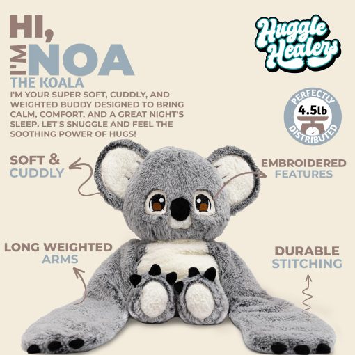 Koala de Peluche Ponderado para Adultos y Ninos 4.5 lbs - 38" de Largo Brazos Reconfortantes para Abrazos Reconfortantes Peluches Ponderados - Peluches para Ansiedad y Alivio del Estres - Noa Koala - Imagen 2