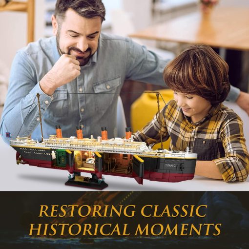 Set de Construccion del Titanic Zylvoxia, 2288 Piezas Set de Bloques del Gran Barco Titanic con Glaciar y Tira de Luz Brillante, Set de Modelo de Barco Gigante para Adultos y Ninos - Imagen 7