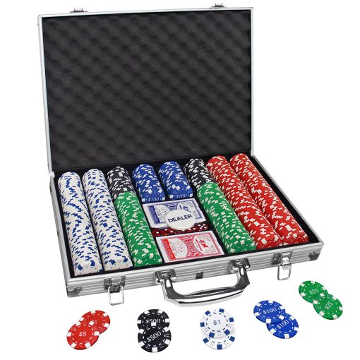 Fichas de poker con numeros, set de 500 fichas de poker con maletin de aluminio, set de poker de 11.5 gramos para Texas Holdem Blackjack Gambling