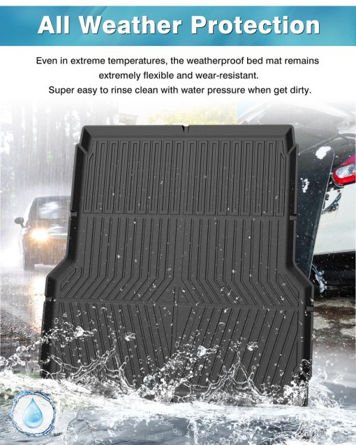 Tapete para cama de camion Mixsuper para Hyundai Santa Cruz 2022-2024, Compatible con cama de 4.3 pies, Protector de cama resistente a todas las condiciones climaticas de TPE duradero e inodoro en negro - Imagen 5