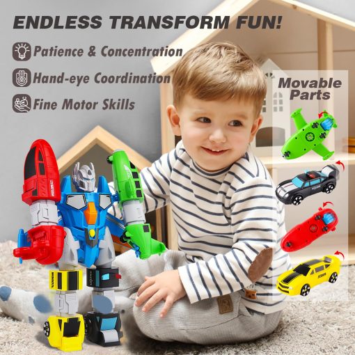 Juego de Vehiculos Magneticos QUERCITRON 5 en 1, Transformable a Robot, Kit de Figuras de Accion para Ensamblar y Mezclar con Caja de Almacenamiento, Regalo de Cumpleanos y Navidad para Ninos y Ninas de 3 a 7 Anos - Imagen 3