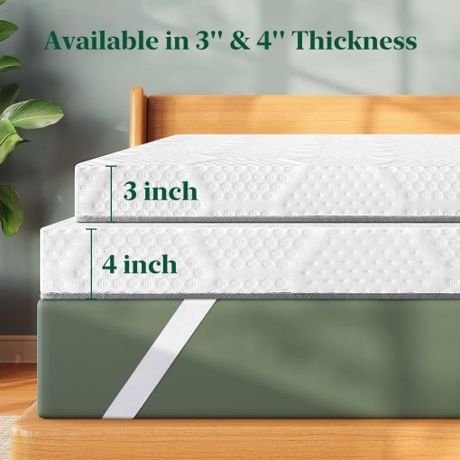Topper de colchon VISCOFLEX de 4 pulgadas, tamano gemelo, topper de colchon de espuma viscoelastica con gel de alta densidad, mejor soporte de topper de colchon de doble capa para alivio del dolor de espalda y soporte corporal - Imagen 8