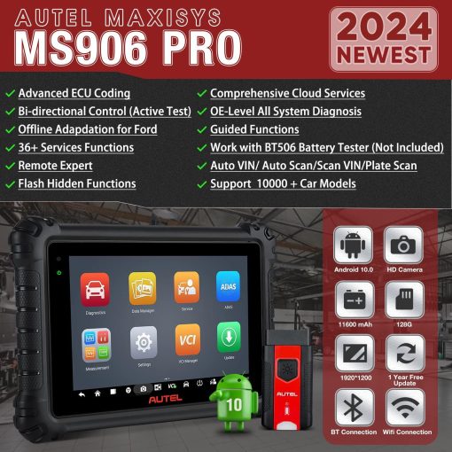 Autel MaxiSys MS906 PRO Scanner 2024 MS906PRO ECU Coding Hasta MK908 MS906BT MP900BT 36+ Reset 3000+ Pruebas Activas Bidireccional Auto Scan 2.0 Diagnostico Completo OE CAN FD DoIP FCA OS 10 4+128GB - Imagen 2