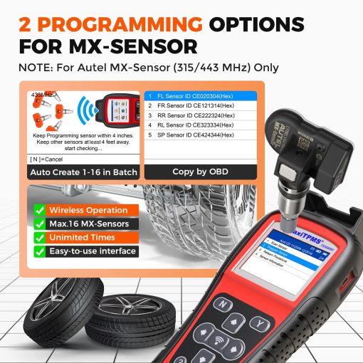 Herramienta de Reaprendizaje de TPMS Autel MaxiTPMS TS508WF: Actualizado de TS508 2024, TS501, TS408 con Activacion/Reaprendizaje de Todos los Sensores con WiFi, Programa de Sensores MX (315/433MHz), Restablecimiento/Diagnostico de TPMS, Leer/Borrar Codigos - Imagen 4