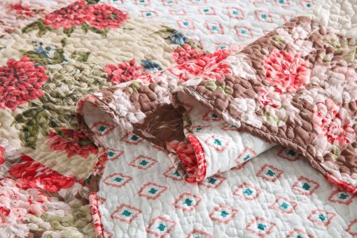 Juego de Edredon de Algodon Travan Real Patchwork de Lujo, Juego de Ropa de Cama de Rosas, Tamano King - Imagen 5