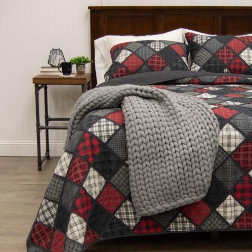 Juego de Ropa de Cama Acolchada de Algodon Lumberjack de Donna Sharp - Juego de Colcha de Tamano King de 3 Piezas - Incluye 1 Colcha y 2 Fundas de Almohada - Lavable a Maquina - Perfecto para Decoracion Rustica - Imagen 5