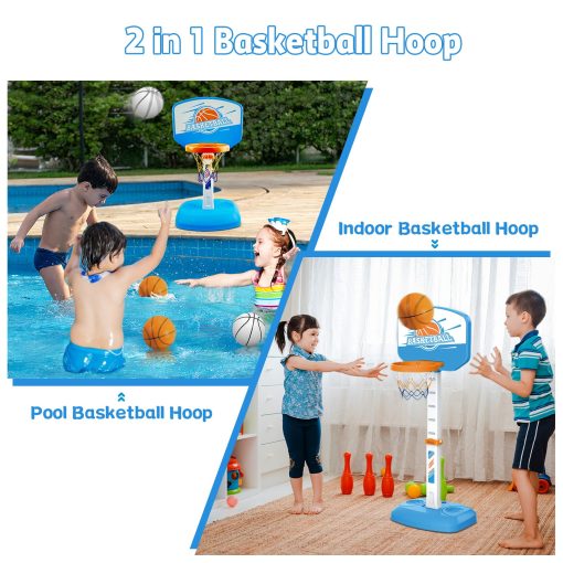 Aro de Baloncesto Ajustable en Altura para Ninos, Aro de Baloncesto para Ninos con 4 Pelotas y Bomba para Uso en Interiores y Exteriores, Aro de Baloncesto para Piscina, Juguete de Baloncesto para Ninos y Ninas - Imagen 4