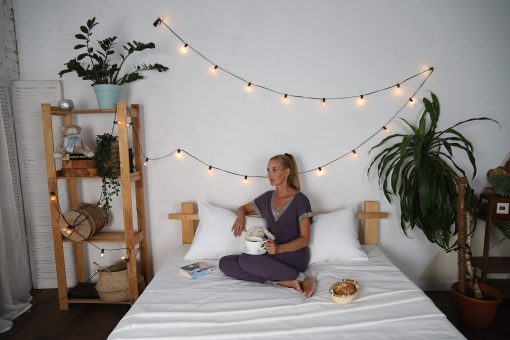 Juego de Sabanas y Fundas de Almohada de Lino de WHOLEWOOLS - Sabana de Cama de Lino Natural -4 Pzs Transpirable y Ultra Suave (Sabana Ajustable, Sabana de Cama y 2 Fundas de Almohada) (Tamaño Completo, Blanco Frost) - Imagen 8