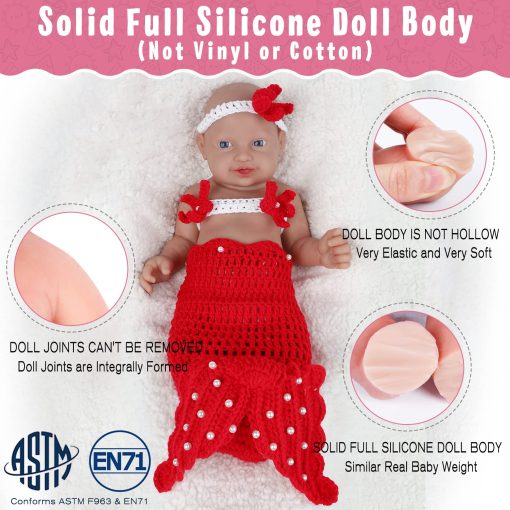 Muneca de silicona de 23 pulgadas Vollence de cuerpo completo que parece real, no munecas de vinilo, muneca de platino real calva, recien nacida suave y realista - Nina - Imagen 2