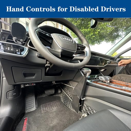 Controles manuales para conductores discapacitados, equipo de ayuda ajustable para conducir con discapacidad, controles manuales para vehiculos para discapacitados/ asistente de pedales de freno de coche, kit de dispositivo de alta gama con volantes giratorios - Imagen 2