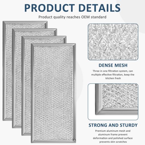 Filtro de Grasa para Microondas Compatible con Whirlpool W10208631A - Aprox 13" x 6" (Paquete de 4) - Imagen 4