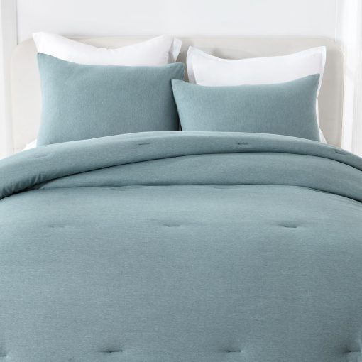 Juego de Edredon King Size de Algodon de Fibra Larga SahSahCasa - Edredon Esponjoso, Juego de Ropa de Cama de Algodon 100% para Cama King, Edredon Transpirable, Alternativa al Plumon, 104" x 90", 3 piezas, Azul Grisaceo - Imagen 4