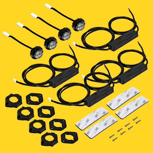 LAMPHUS 4pc SnakeEye III Luces Estroboscopicas LED AMBAR BLANCO Ocultables [SAE Clase 1][Impermeable IP67][72 Modos de Destello][Sincronizacion de Unidades Multiples][Anulacion Estable] Luz Estroboscopica de Emergencia Advertencia de Policia para Vehiculos - Imagen 8