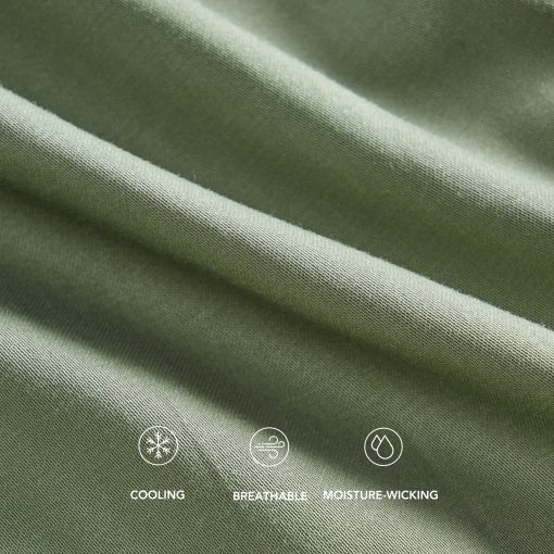 Juego de sabanas de algodon Tencel King Size de 4 piezas EVERGRACE, suaves y frescas, sabanas de lujo de lyocell de eucalipto organico con bolsillo profundo, 1 sabana bajera, 1 sabana plana, 2 fundas de almohada, color verde salvia - Imagen 6