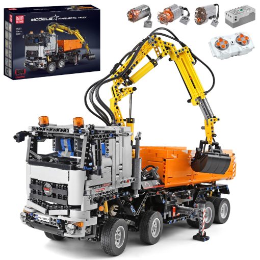 Set de Construccion de Grua de Camion Neumatico Mould King 19007 para Ninos, 2819 Piezas Bloques de Construccion Camion de Control Remoto APP Vehiculos de Construccion Modelo con Motor, Juguetes de Ingenieria STEM para Ninos de 8 anos+/Adulto
