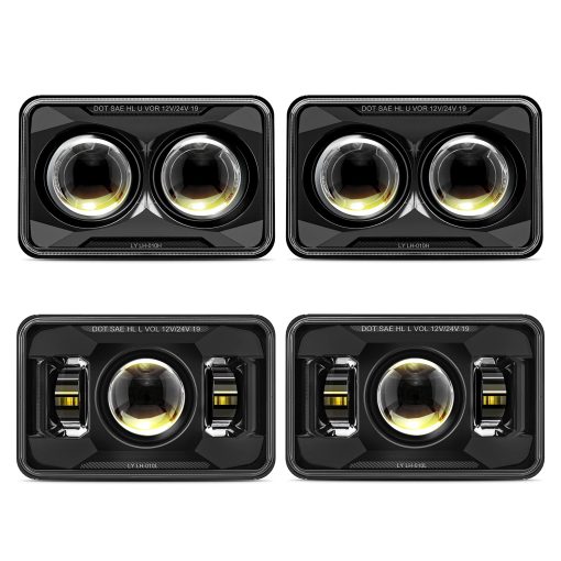 Faros LED COWONE DOT 60W 4x6 [Separacion cientifica de luces altas y bajas] Reemplazo para Kenworth T800 T600 Peterbilt 379 Freightliner O-ldsmobile Cutlass H4651 H4652 H4656 H4666 H6545 Negro
