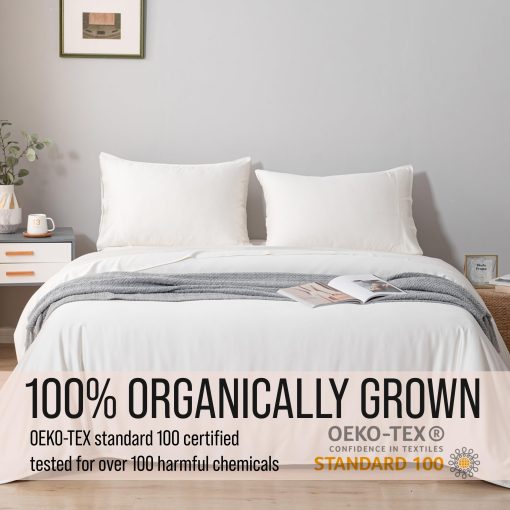 Juego de sabanas de bambu de lujo de Bella Coterie para cama Queen | Cultivado organicamente | Ultra suave | Refrescante para los que duermen calientes | Bolsillo profundo de 18" | Viscosa hecha de bambu [Marfil] - Imagen 4
