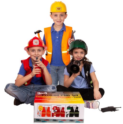 Disfraz de Construccion para Ninos - Gorra y Chaleco de Construccion - Accesorios de Disfraz para Ninos (3 Sets de Disfraces - Disfraz de Construccion, Swat y Bombero) - Imagen 5