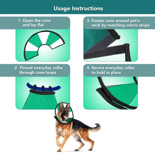 ZenPet ProCone Teal Collar de recuperacion suave para mascotas para perros y gatos - Comodo collar ajustable para un ajuste seguro y personalizado - Facil para que las mascotas coman y beban - Funciona con el collar de tu mascota (Pequeno) - Imagen 5