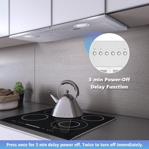 Extractor de Campana de 24" ONEEON, Acero Inoxidable 500CFM Empotrable en Cocina, Ventilador de Escape de 4 Velocidades, Filtros de Laberinto Aptos para Lavavajillas, Luces LED y Apagado con Retardo de 3 Minutos - Imagen 4