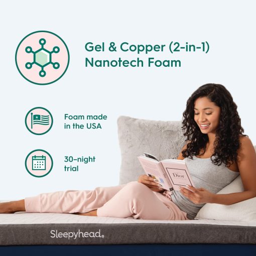 Topper de Colchon Super Gel e Infusion de Cobre Sleepyhead, Esencial para Dormitorio Universitario Full XL, Espeso, Topper de Colchon de Espuma Viscoelastica Refrigerante, Funda Lavable, 3'' Super Almohadilla para Colchon, 53x80 pulgadas - Imagen 6