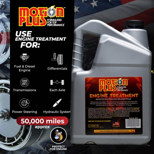 Tratamiento para Motor Motion Plus/Metal Treatment/Super Lubricante/Heavy Duty/Anti Friction/Tratamiento Metalico para Motores/Lubricante/EP/Automotriz/Carros/ 1 galon EE.UU - Imagen 3