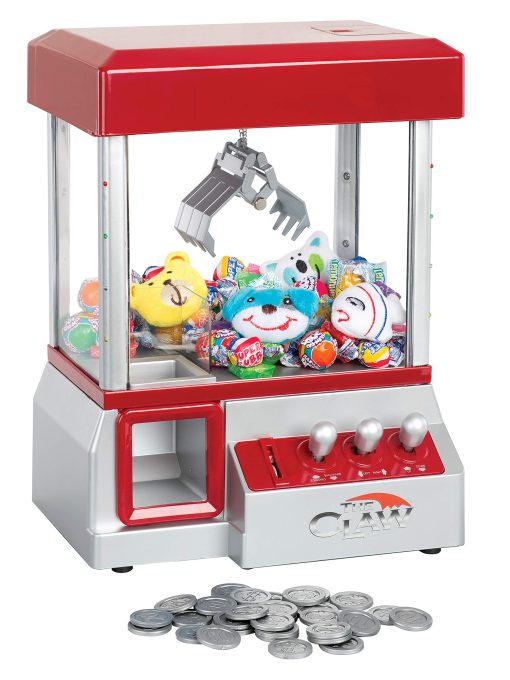 Maquina de Garra - Mini Juguete para Agarrar para Ninos - Maquina de Caramelo - Luces y Musica Retro de Carnaval - El Mejor Regalo de Cumpleanos. Usa Chicles, Caramelos, Juguetes o Premios Pequenos (Rojo) - Imagen 2