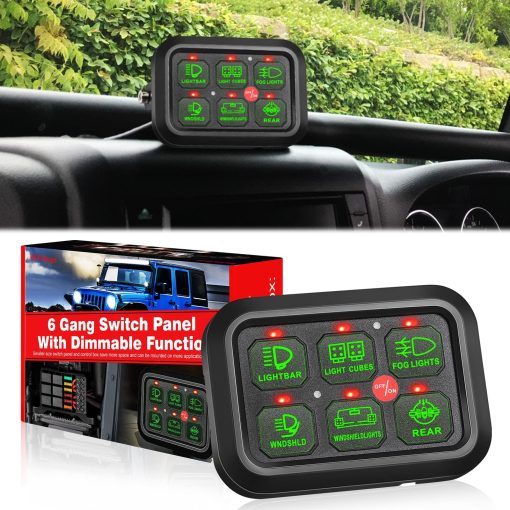 Panel de interruptores de 6 vias, SWATOW INDUSTRIES Switch Pods Caja de rele de circuito automatico atenuable con modos momentaneos para camioneta, Jeep, camioneta, SUV, UTV, marina - Imagen 9