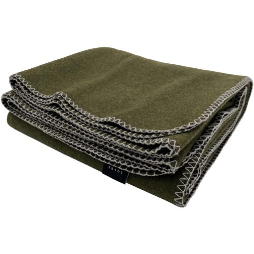 Manta de Lana 100% Virgen EKTOS, 90" x 108", Mejor Ropa de Cama para Campamento, Extra Grande, Lavable (Verde Oliva, Tamano King)