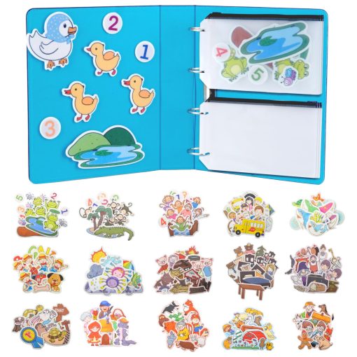 CHEFAN 16 Pack Juego de Tableros de Fieltro, Historias de Fieltro con Carpeta de Almacenamiento de Fieltro para Actividades Preescolares, Incluido 5 Patitos, Ruedas del Autobus, Tres Cerditos y Caperucita Roja