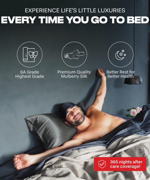 Juego de Sabanas de Seda 100% de Morera | Juego de Cama de Seda Pura | Juego de Cama de California King de 4 Piezas | Suave, Duradero | Grado 6A Sabanas de Seda Organica Reales [Blanco Puro] - Imagen 4