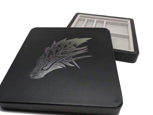 Adventure Box - Bandeja de dados y estuche de almacenamiento con tapa magnetica (Lobo)