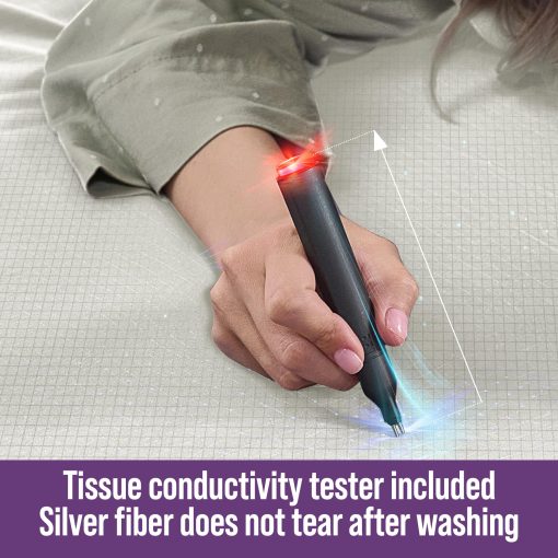 Sabana Ajustable de Tierra Grounding Tamaño Queen con 12% de Fibra de Plata y 4% de Seda y 84% de Algodon Organico - Beige - Sabanas de Tierra Grounding Suaves para una Cama Bien Aislada - Sabanas Conductivas Grounded para un Mejor Sueño - Imagen 5