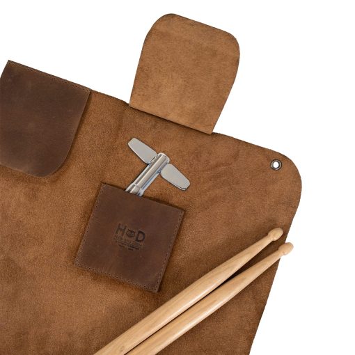 Bolso de Cuero de Grano Completo para Baquetas con Espacio para Llave de Bateria - Marron Bourbon - Imagen 5