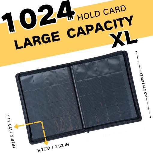 KUOOKING 1000+ Bolsillos Carpeta para Cartas de Intercambio, album de 16 Bolsillos Compatible con lorcana, MTG, Cartas Deportivas y Otras Cartas de Tamano Estandar (NEGRO) - Imagen 2