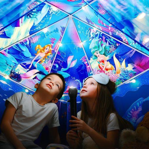 Tienda de Juegos para Ninas Princesa Sirena - Gran Castillo para Ninas de 3 a 12 Anos, Toy para Interiores y Exteriores para Ninos, 55'' x 53'' (DxH) - Imagen 4