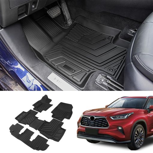 Tapetes para Piso Bomely Compatible con Toyota Highlander 2020-2024 3 Filas de Forro TPE para Todo Clima 7 Asientos Accesorios Highlander 2023 (2020-2024, Tapetes para Piso)