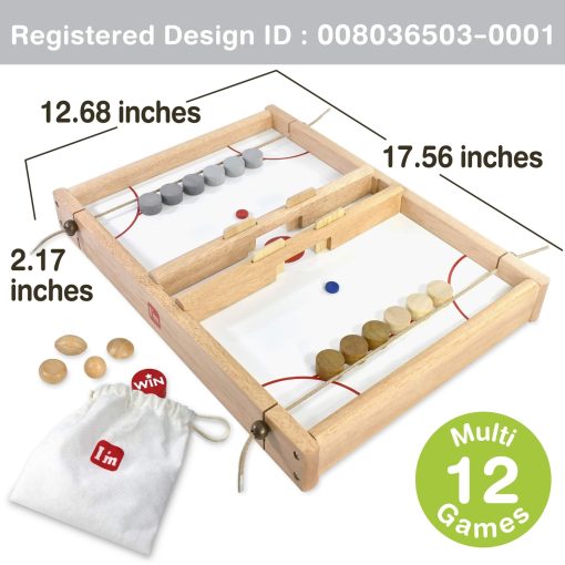 Flick n Kick: Juegos de Mesa de Madera Reversibles Multifuncionales Portatiles para Ninos y Familia - Imagen 3